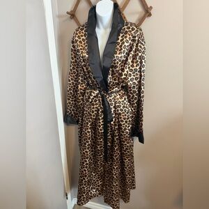PenningtonsLeopard Print Satin Maxi Robe Plus Size 2X/3X Long Leopard Mob Wife